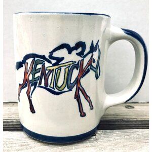 Louisville Stoneware Kentucky Derby Horse Racing Mug Jockey & Star Cobalt Blue